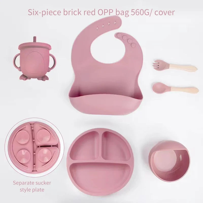6 PCS Baby Silicone Meal Training Set