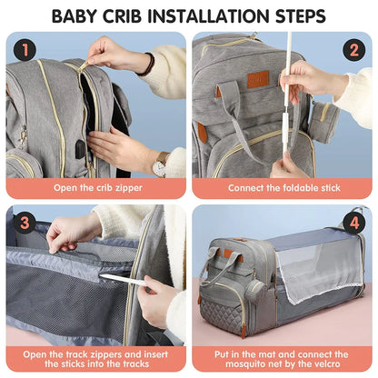 3-in-1 Baby Diaper Backpack
