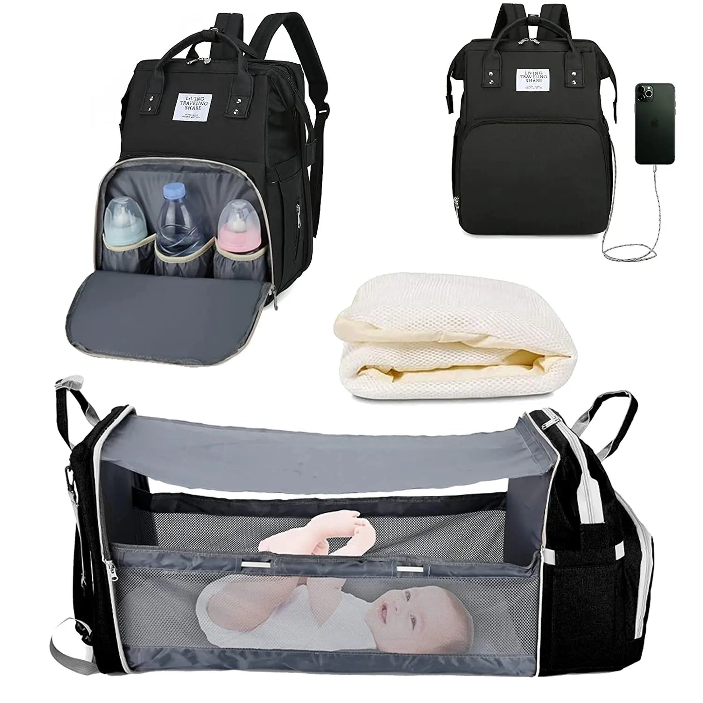 3-in-1 Baby Diaper Backpack