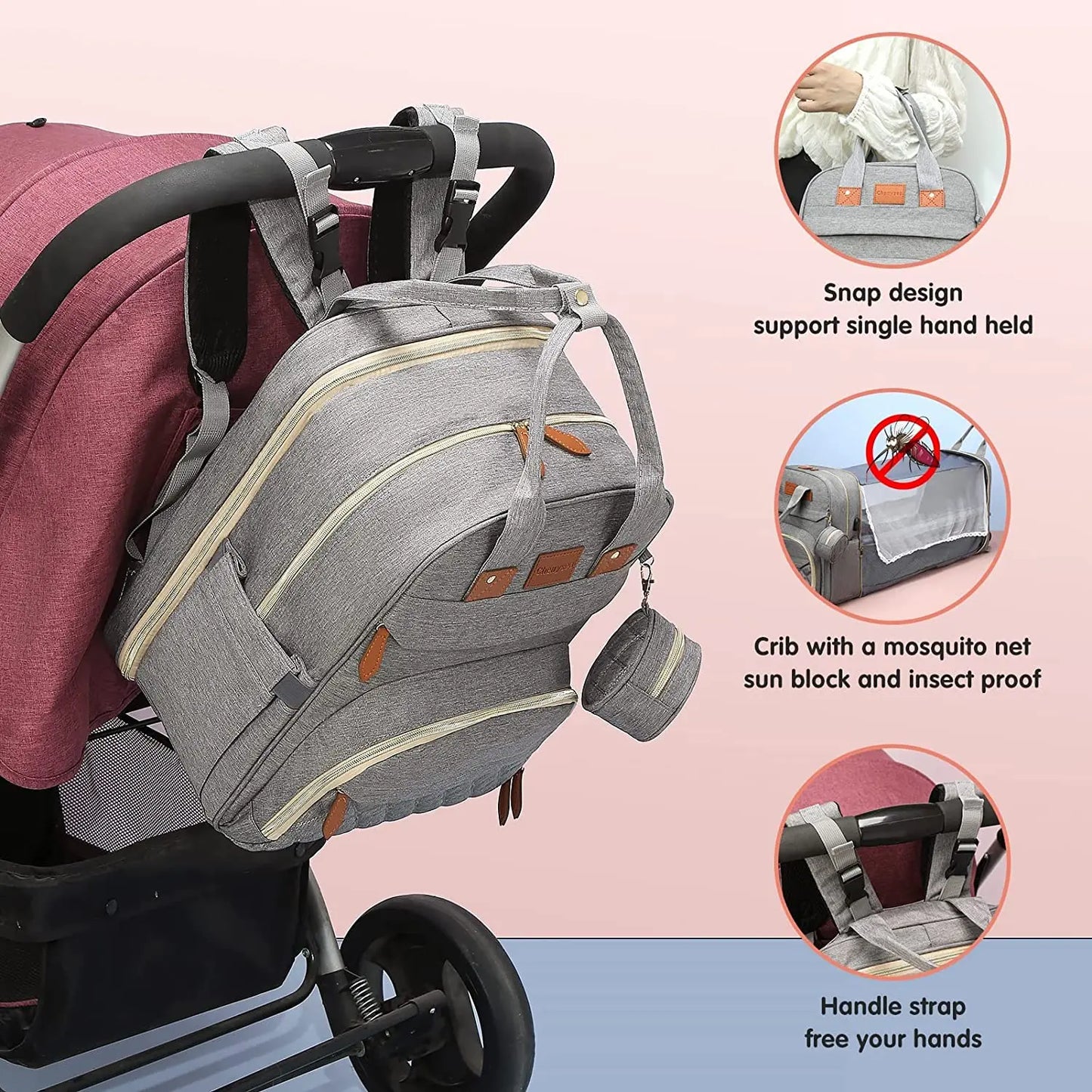 3-in-1 Baby Diaper Backpack